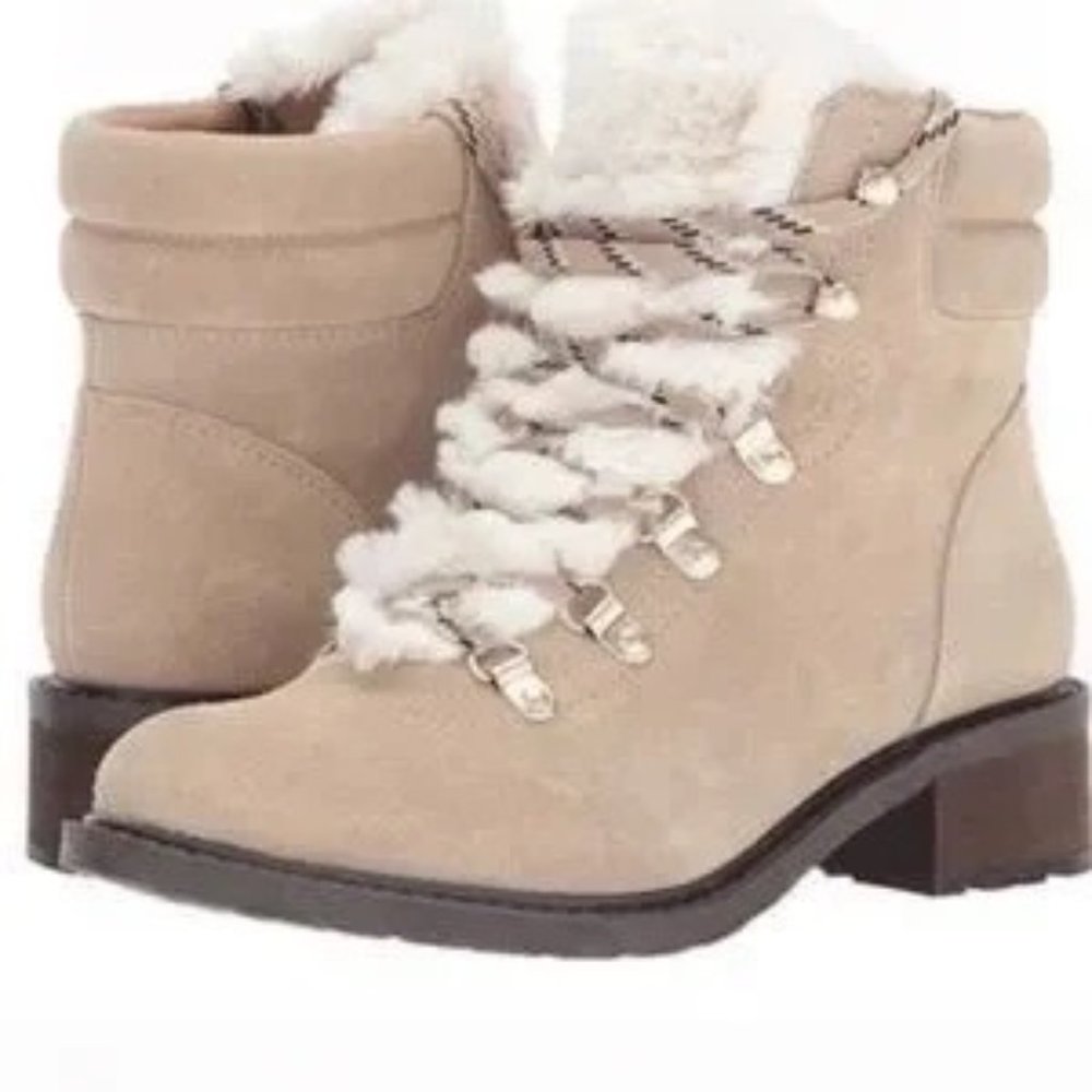 Sam Edelman DARRAH 2 Sand Suede Faux Fur Detail Fashion-Hiking boots 9.5